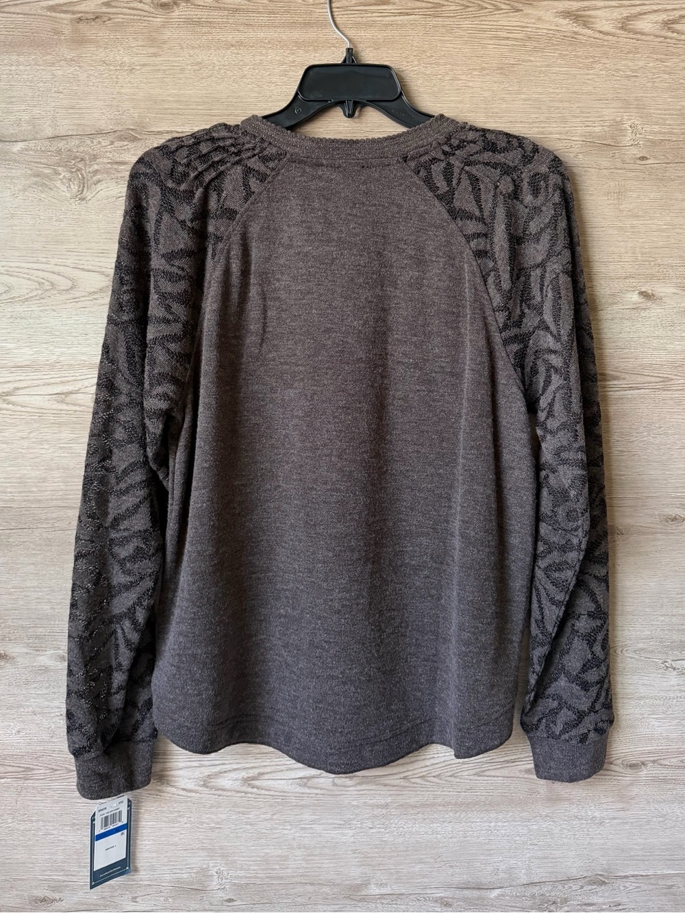 Democracy XL Heather Espresso Mixed Media Lace Sleeve Top NWT - Picture 5 of 16